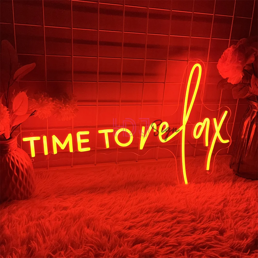 Time to relax Neon Led Sign Coffee Home Party Room Wall Decor Bar Beauty Salon Neon Lights USB Cafe Pub Club Decoration Signs