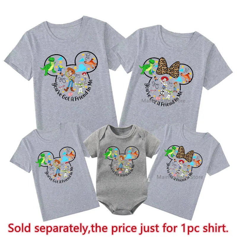 New Disney Toy Story Mickey Minnie Family Matching Shirts Funny You\'ve Got a Friend In Me Disneyland Family Vacation Outfits