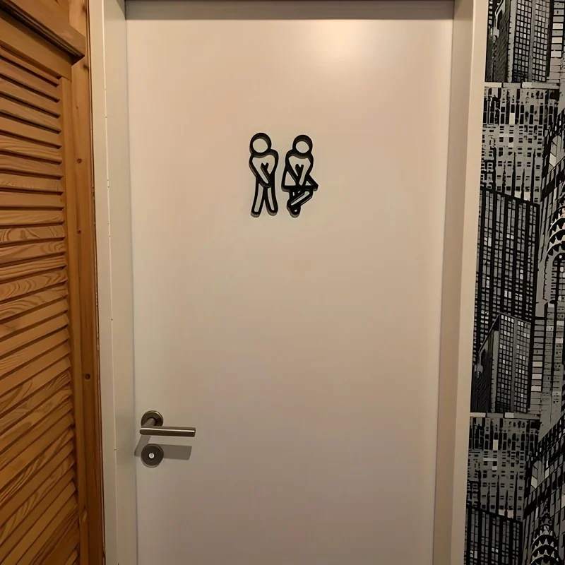 WC Door Signs Decoration,Modern Men And Women Toilet Signs,Toilet Signs Contour Decoration Hanging Pieces,Guest Toilet,Bathroom