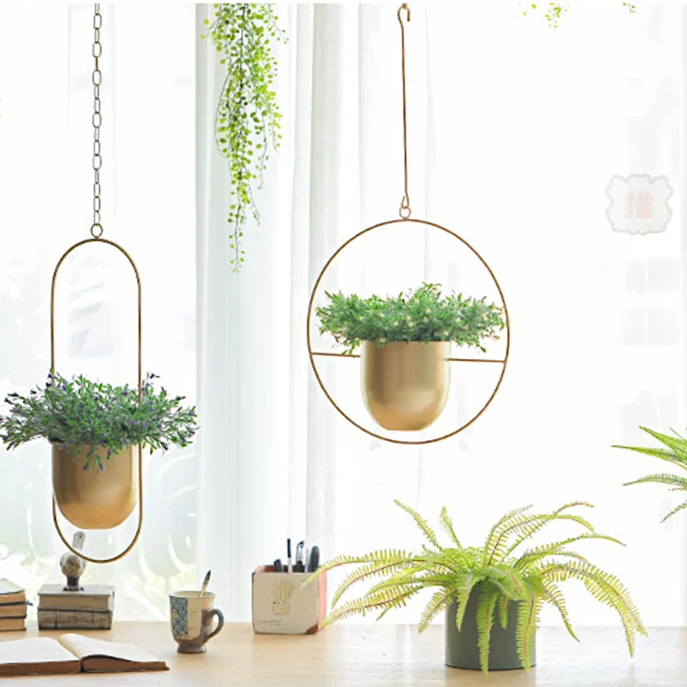 Maceta colgante de Metal con cadena nórdica, maceta colgante de 10 tipos, cesta, florero para decoración del hogar, jardín y balcón, novedad de 2023