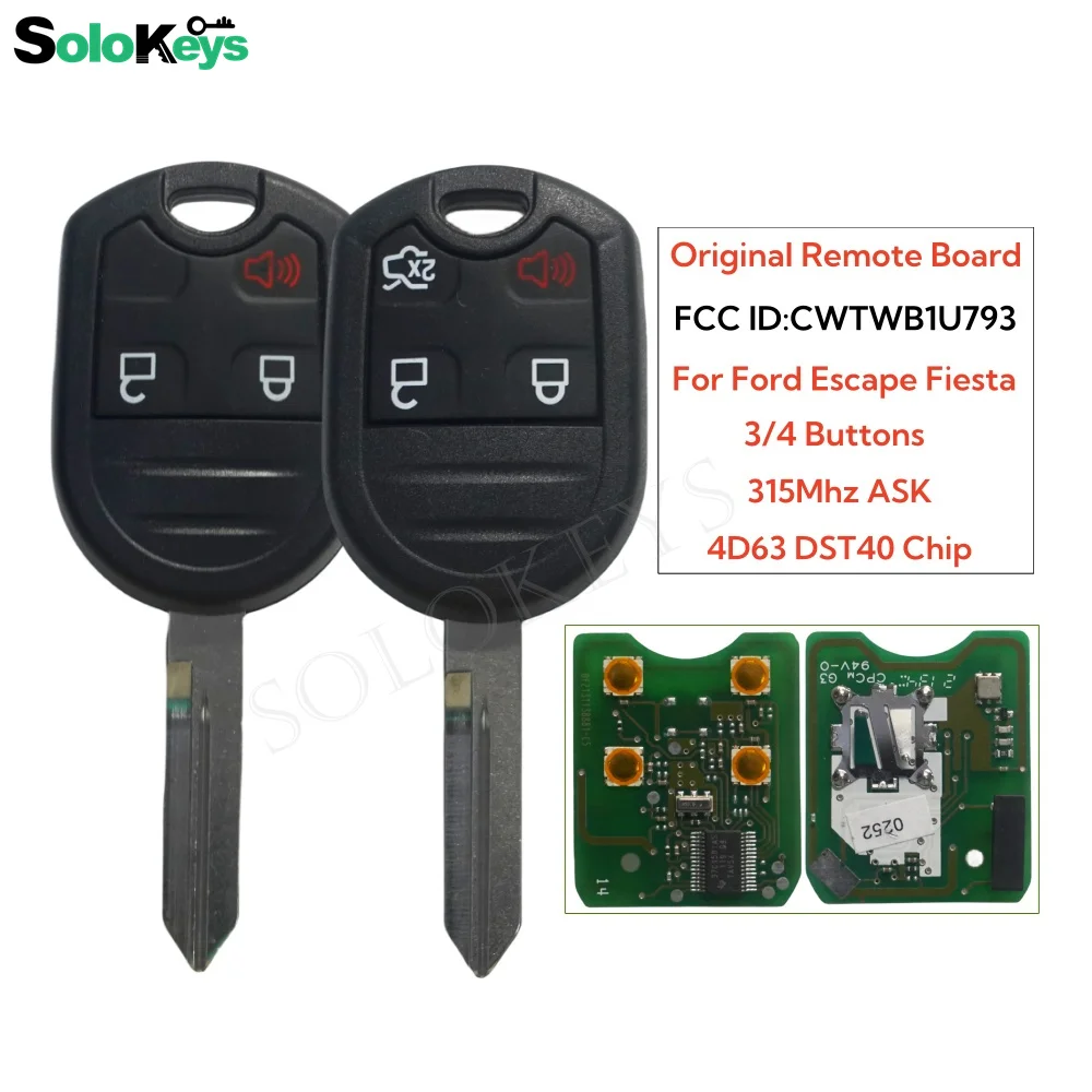 SOLOKEYS FCC ID:CWTWB1U793 Original Board 315MHZ ASK 4D63 DST40 Chip Remote Key For Ford Escape C-Max Fiesta Transit OUCD6000022