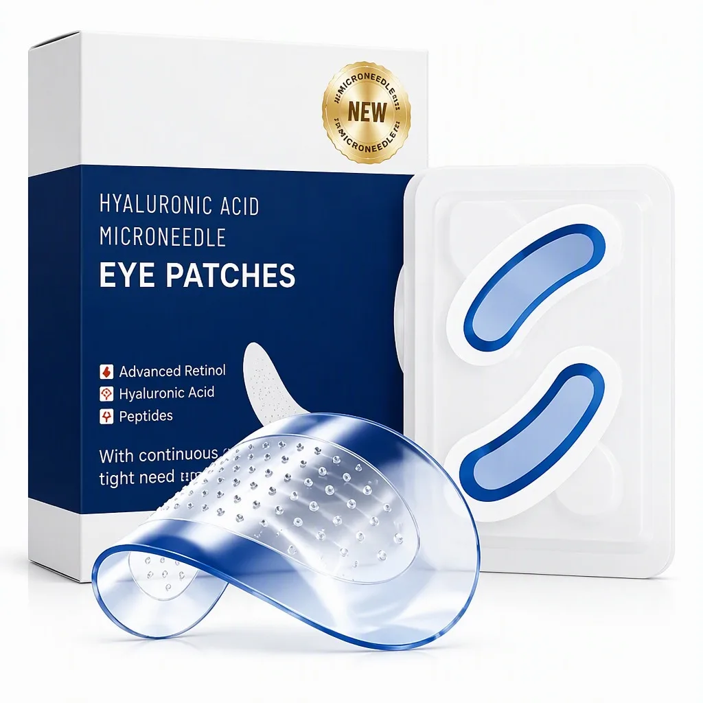Retinol Microneedle Eye Patches for Crow's Feet Smile Lines Forehead Hyaluronic Acid Firming Peptides 1 Pair Anti-Aging