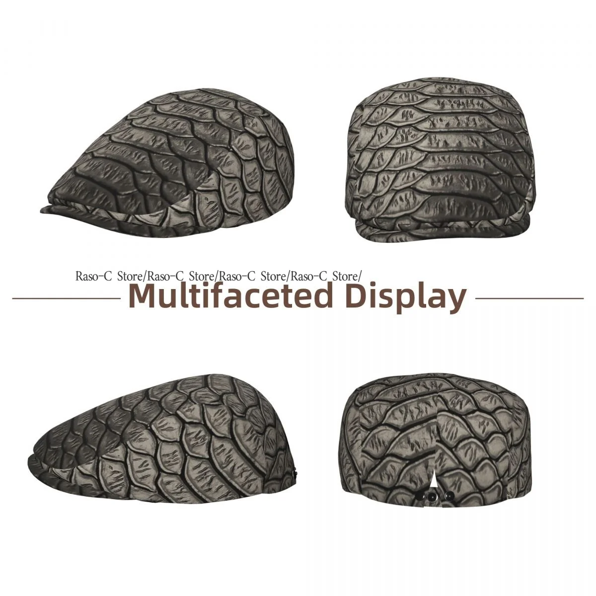 Unisex Adult Forward Peaked Cap Snake Skin Newsboy Flat Cap Casual Streetwear Ivy Driving Hat