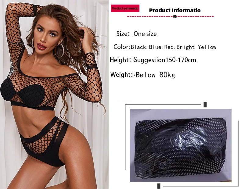 2022Women Sexy Bodysuit Lingerie Fishnet Porno Underwear Transparent Teddy Body Suit Plus Size Fashion Mesh Lingerie Set Costume