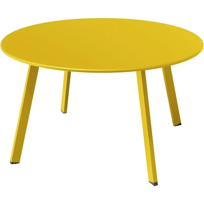 Grand Patio Round Steel Patio Coffee Table, Weather Resistant Outdoor Large Side Table, Yellow…