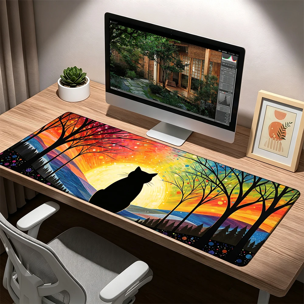 Renkli gün batımı ve kedi dese - Mousepad Xl Extended incelemesi ve fiyatı