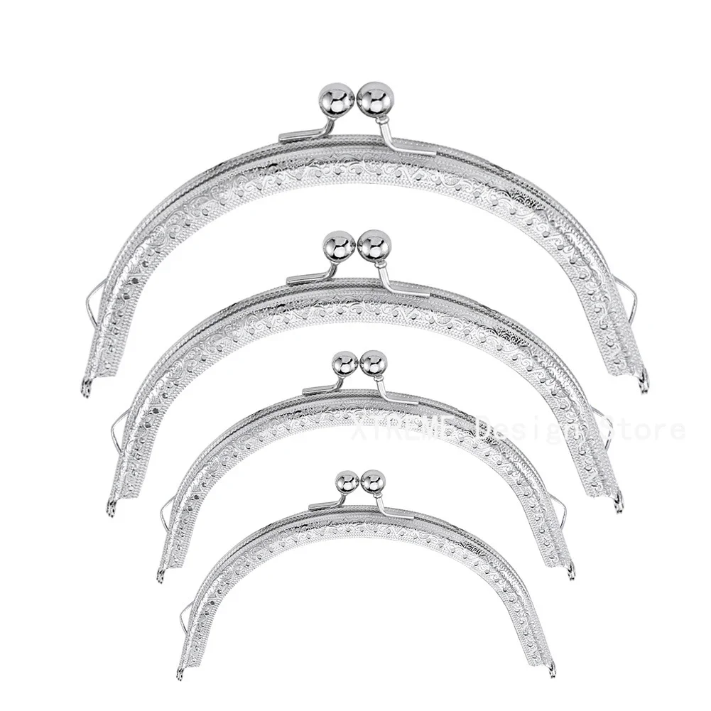 1PCS 8.5/10.5/12.5/15CM Glossy Silver Basic Semicircle Metal Purse Frame Kiss Clasp Lock DIY Bag Accessories