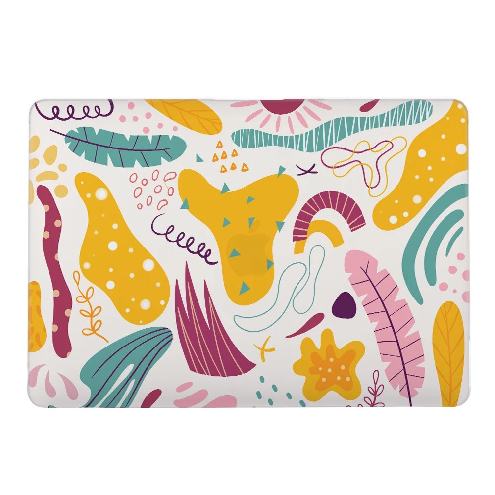 カラフルな抽象的な葉柄プリントのノートパソコンケース、MacBook Air 13用、MacBook Pro M1 M2 M3 M4 16 14 13 Air 13.6 15 2025 Funda対応