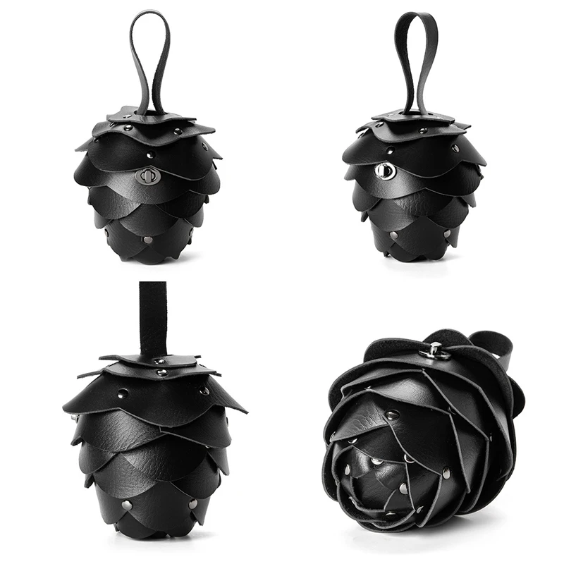 Medieval Retro Mini Coin Purse Strawberry Pinecone Shape Coin Wallet Personality Waist Bag PU Leather Lipstick Coin Pouch