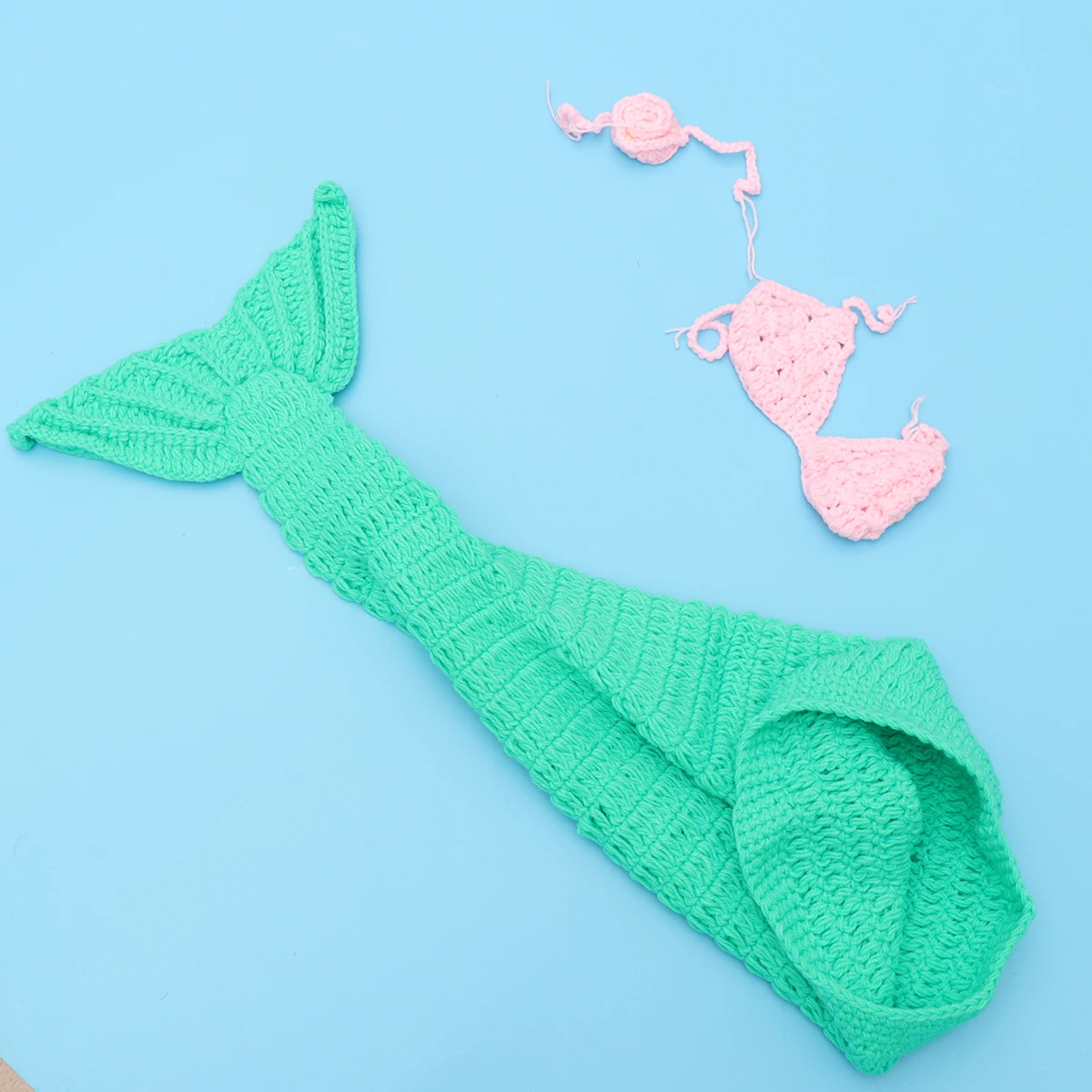 

High Quality Crochet Mermaid Headband Bra Tail Baby Photography Props Comfortable Wear Long Lasting Mermaid Photo Prop Baby