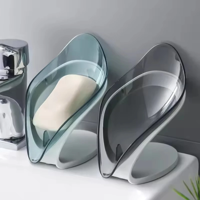 Leaf Shaped Soap Dish Drainable Soap Holder Creative Bathroom Laundry Soap Tray Household Soap Storage Rack Quick Water Draining