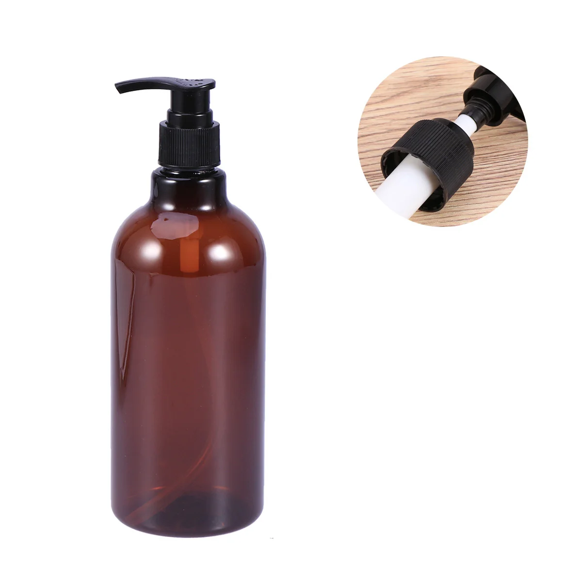 

2pcs 500ml Screw Pump Bottles Essential Oil Liquid Makeup Dispenser Refillable Bottles (Brown Bottle and Random Color Pump)