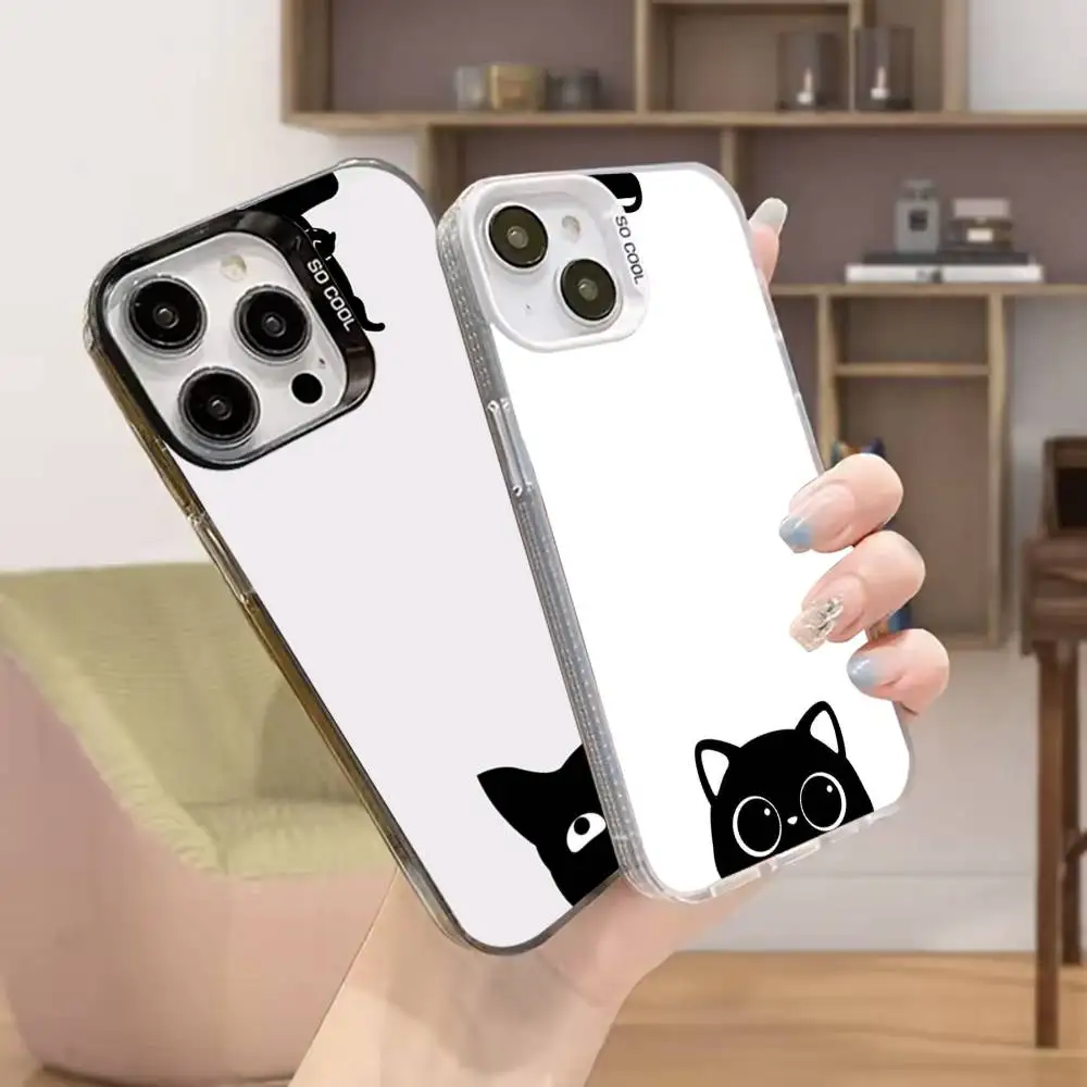 

Cartoon Black Cat Explosion Phone Case For iPhone 16,15,14,13,12,11,Mini,Pro,MAX Black Matte Shockproof Cover