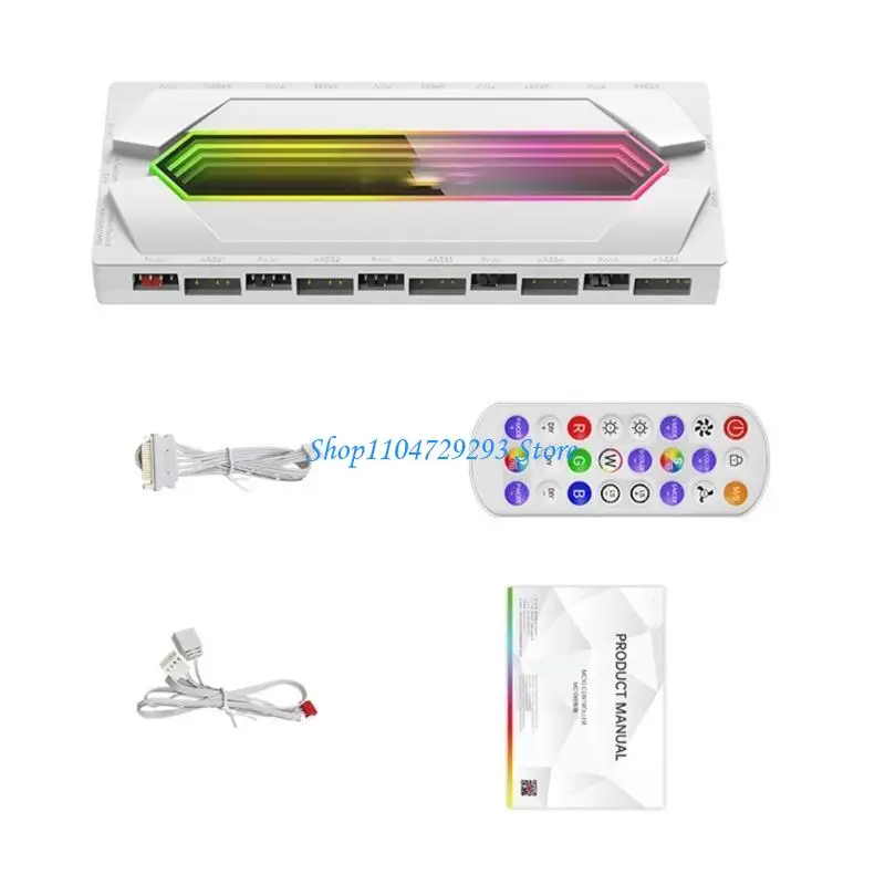 Y2GD 12 ARGB + 10 PWM -Lüfter -Hub -Controller mit Remote für Computerbüro