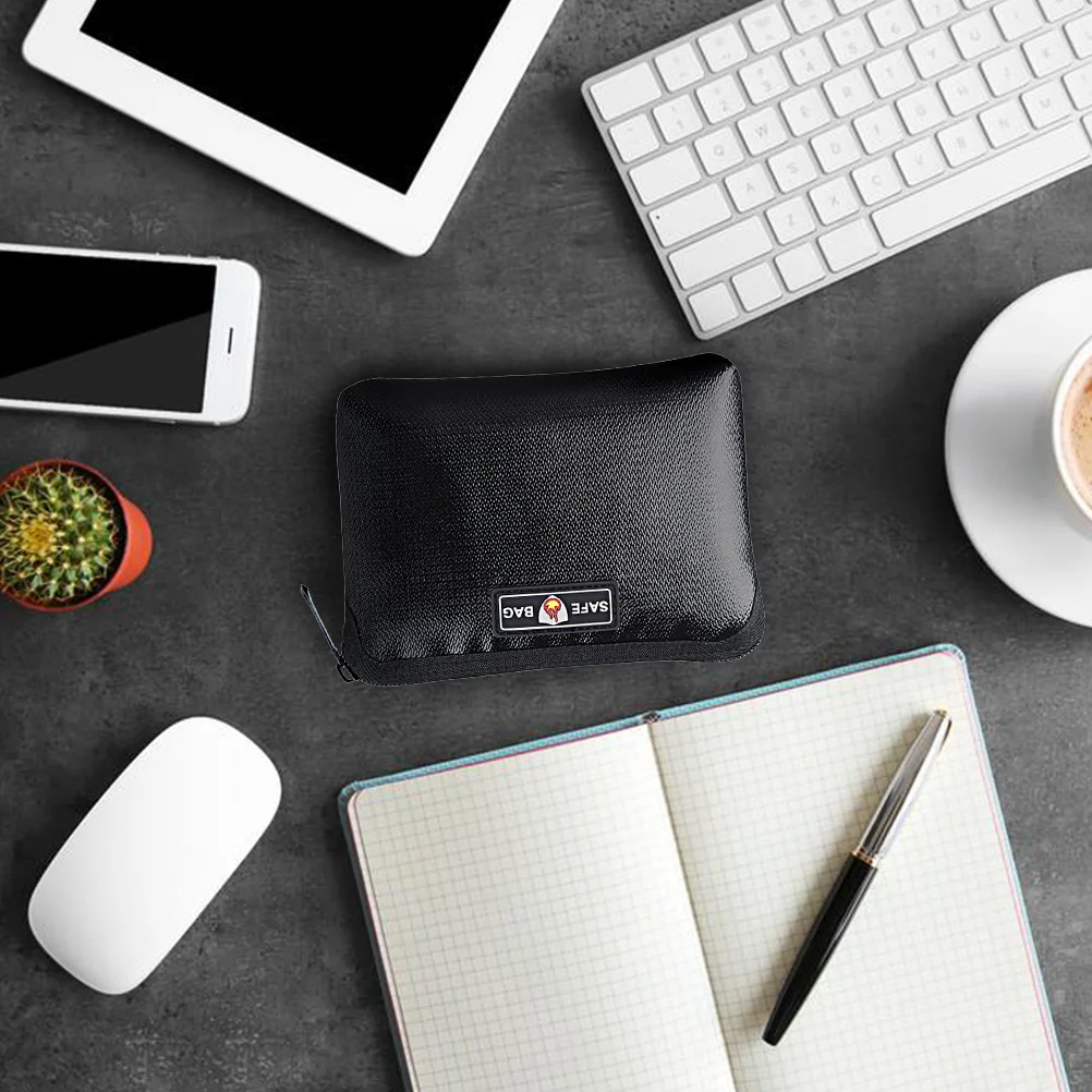 Fireproof File Bag Wallet Storage Versatile Multipurpose 17X12cm Portable Pocket Black Blast-proof Safe Cellphone