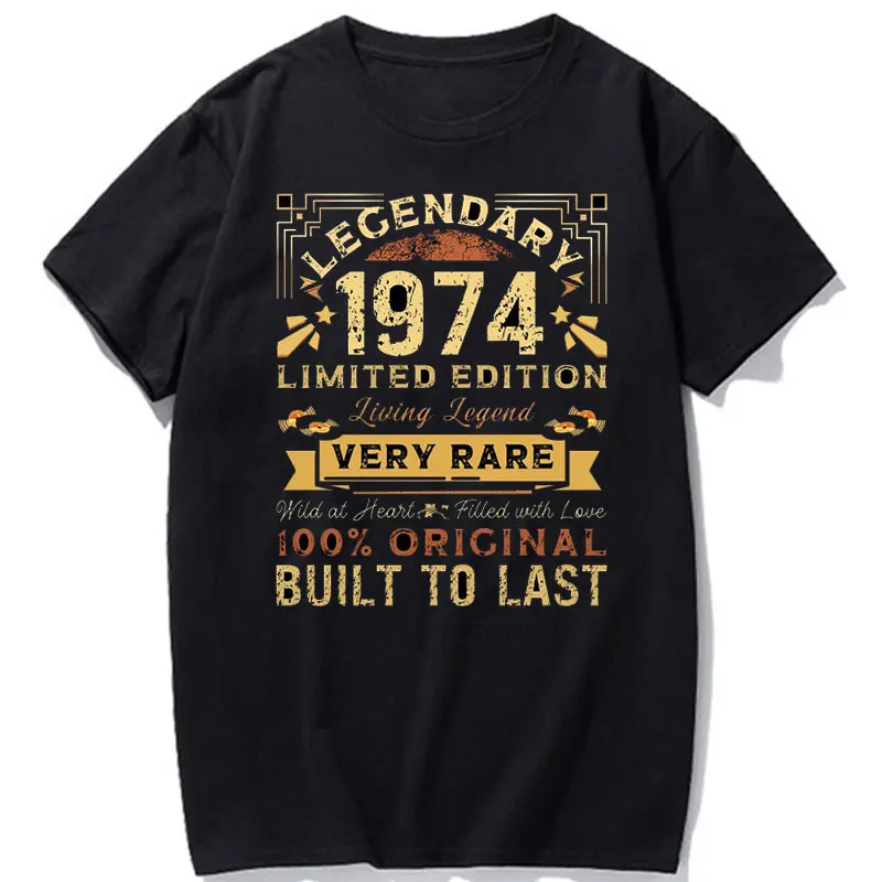 2024 New Brand Men Casual Cotton Vintage 1974 Year Limited Edition 50th Birthday Female Funny Tshirt 50 Year Old Gift Clothes