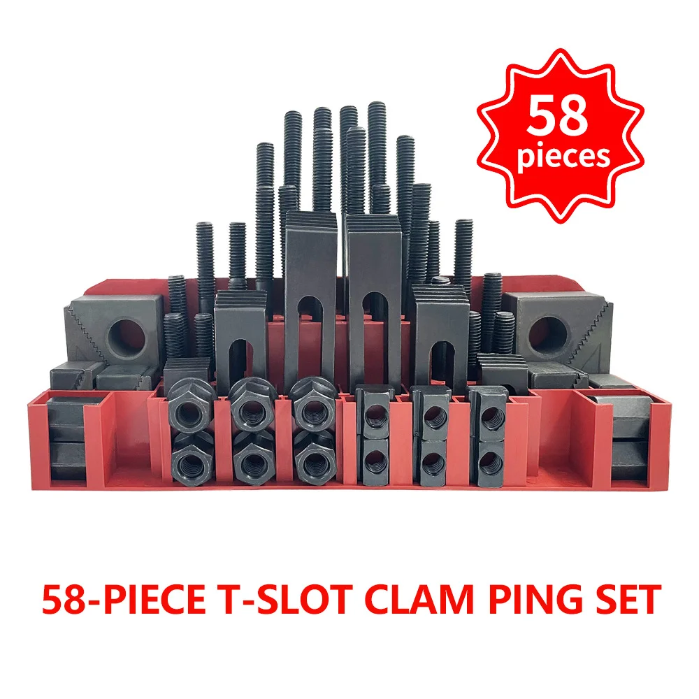 Hardened Milling Machine Accessory Fixture Set M14 M16 M1/2 M5/8 58 Piece Fixture Set