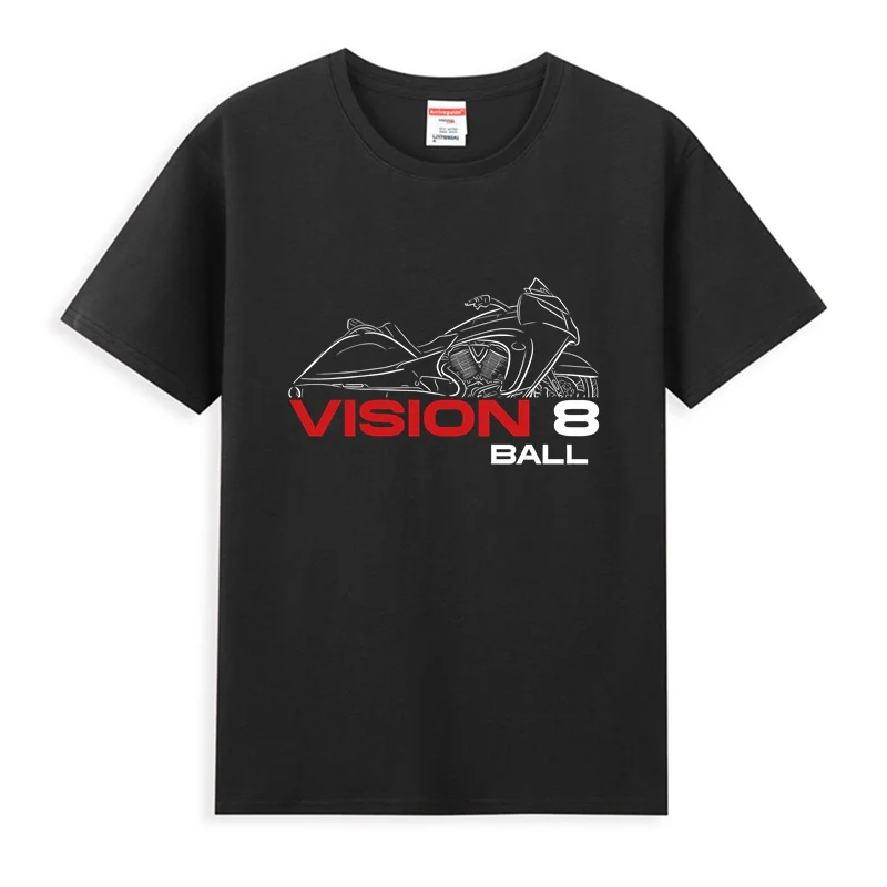 2024 Men T Shirt Casual Victory Vision 8 Ball Motorcycle T-shirt for Cruiser Bikers Graphic Summer 100% Cotton S-3XL Cool Tee