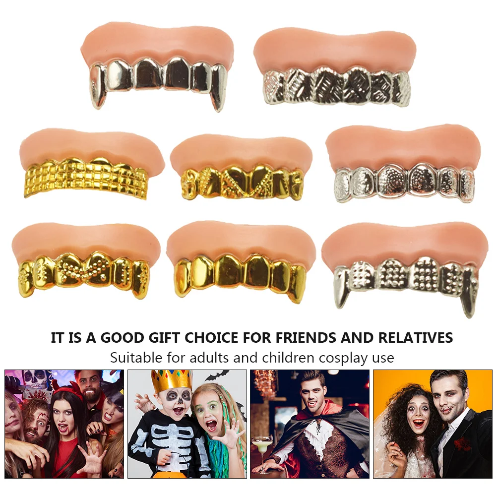 8pcs Fake Teeth Halloween Decorative Funny Fake Zombie Teeth for Cosplay Party Halloween fake teeth simulated fake teeth