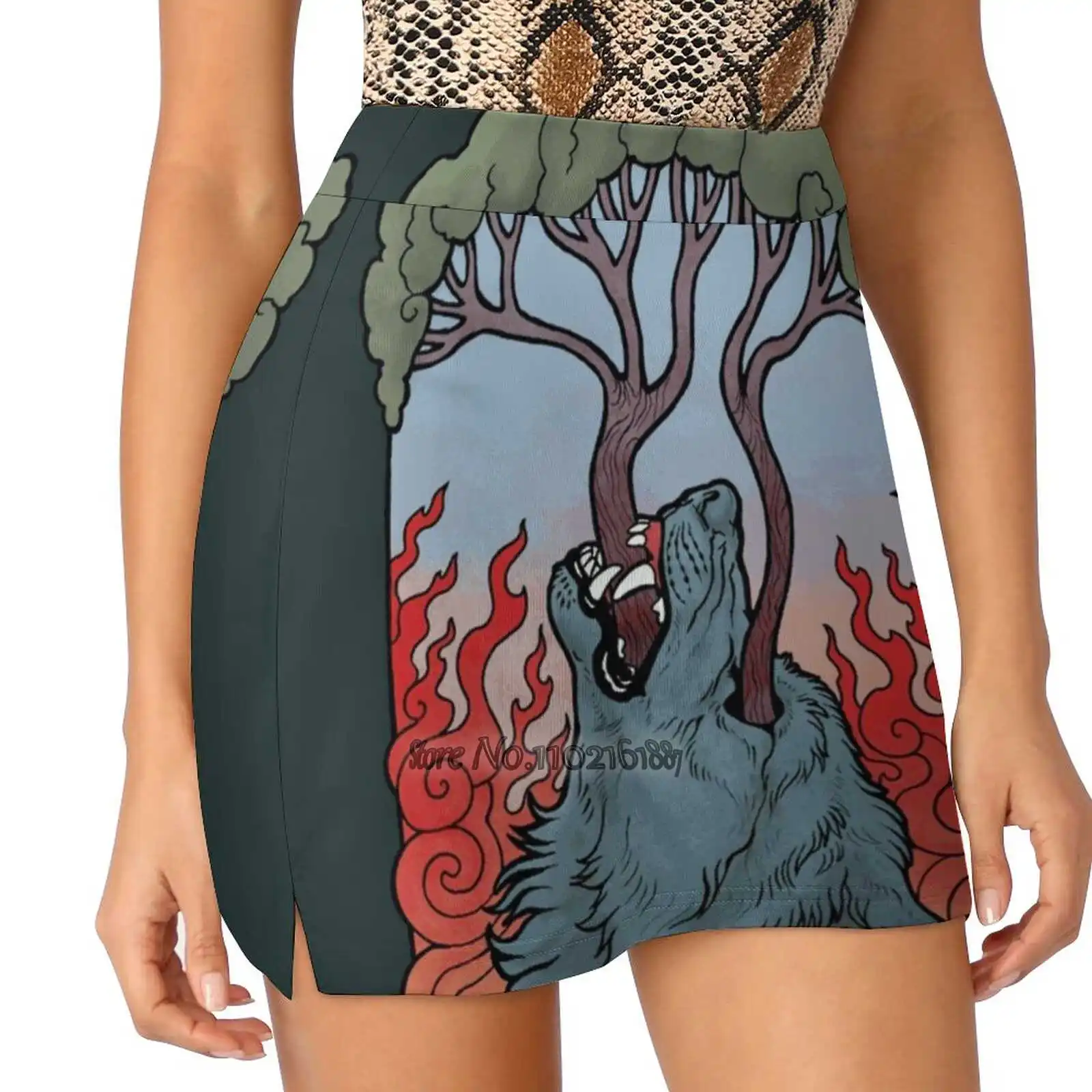 Yggdrasil Women Mini Skirt Two Layers With Pocket Skirts Sport Fitness Running Skorts Yggdrasil Tree Of Life Viking Pagan Wolf