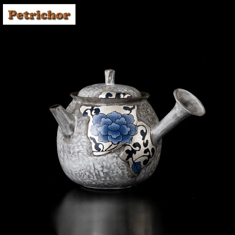 

180ML Blue And White Porcelain Side Handle Teapot Boutique Tea Infuser Pot Tea Maker Kettle With Strainer Teaware Decoration