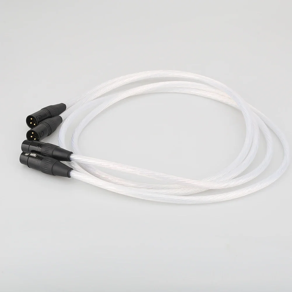 Cabo de equilíbrio hifi xlr hi-end banhado a prata 7n occ cabo 2 xlr macho para 2 xlr fêmea cabo de linha de equilíbrio