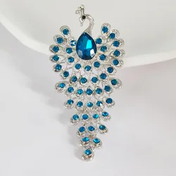 Anti glare peacock brooch clip high-end rhinestone clothing accessory phoenix retro brooch
