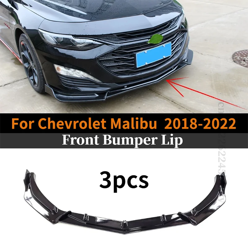 Front Bumper Splitter Lip Spoiler Cover Chin Diffuser Body Kit For Chevrolet Malibu 2018 2019 2020 2021 2022 Guard Carbon Black