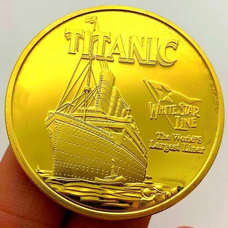 

1 PCS British RMS Titanic Gold Plated Commemorative Coin Collection Coins Hot Stamping Commemoration Medal Decorate Goods Toys