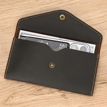 Thin Style Men's Wallet Hasp Genuine Leather Envelope Wallet Money Case Cards ID Holder Bags Real Cow Leather Male Clutch Purse