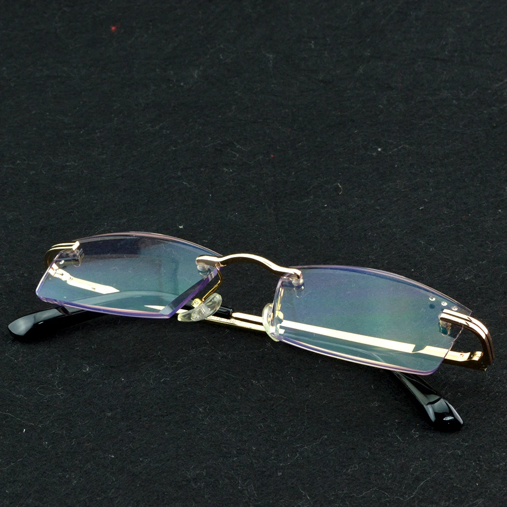Clara Vida Rimless Diamond Cut Luxury Noble Men Titanium Alloy Reading Glasses +1 +1.5 +2 +2.5 +3 +3.5 +4