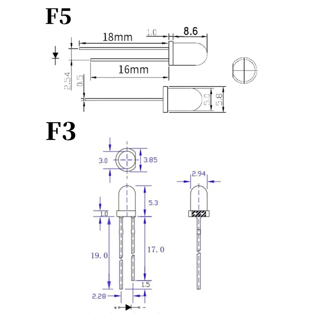 100/500 Teile/los 3mm 5mm F3 F5 Runde LED Ultra Helle Weiß Grün Gelb Blau Weiß Rot licht Emittierende Diode Für Diy Kit