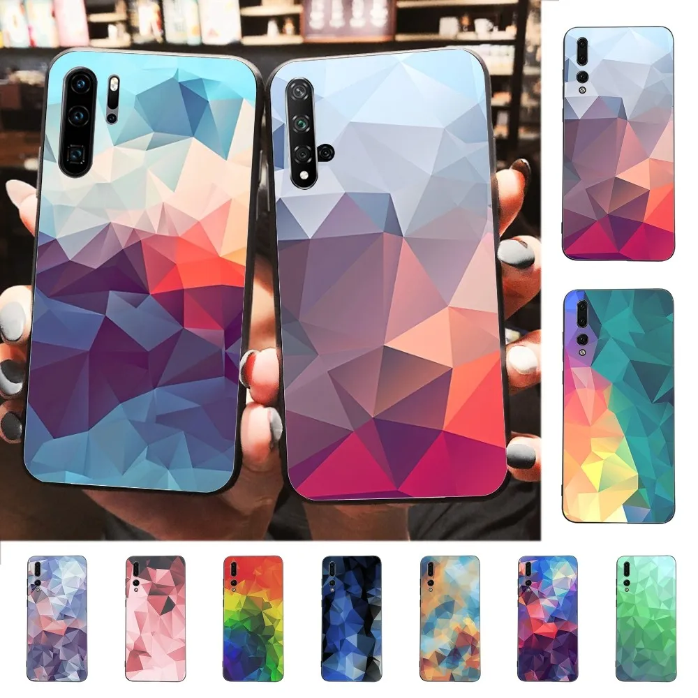 Geometric Solid Phone Case For Huawei P 8 9 10 20 30 40 50 Pro Lite Psmart Honor 10 lite 70 Mate 20lite