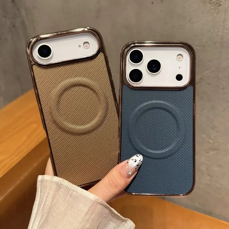 Mode Magnetische Lade Überzug Schützen Fall Für IPhone 17 Air 16E 15 14 Plus 13 12 11 Pro max Leder Textur Anti-Drop Abdeckung
