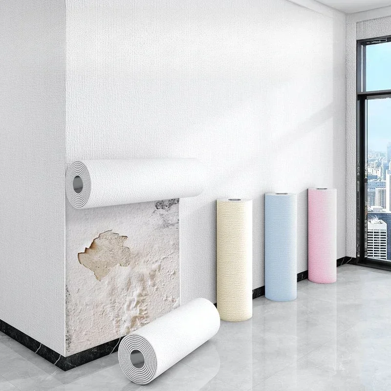 Useful Repair Wallpaper for Dusty Waterlogged Walls Self-adhesive Pure Color Anti Mold Moisture-proof Stickers Living Room Decor