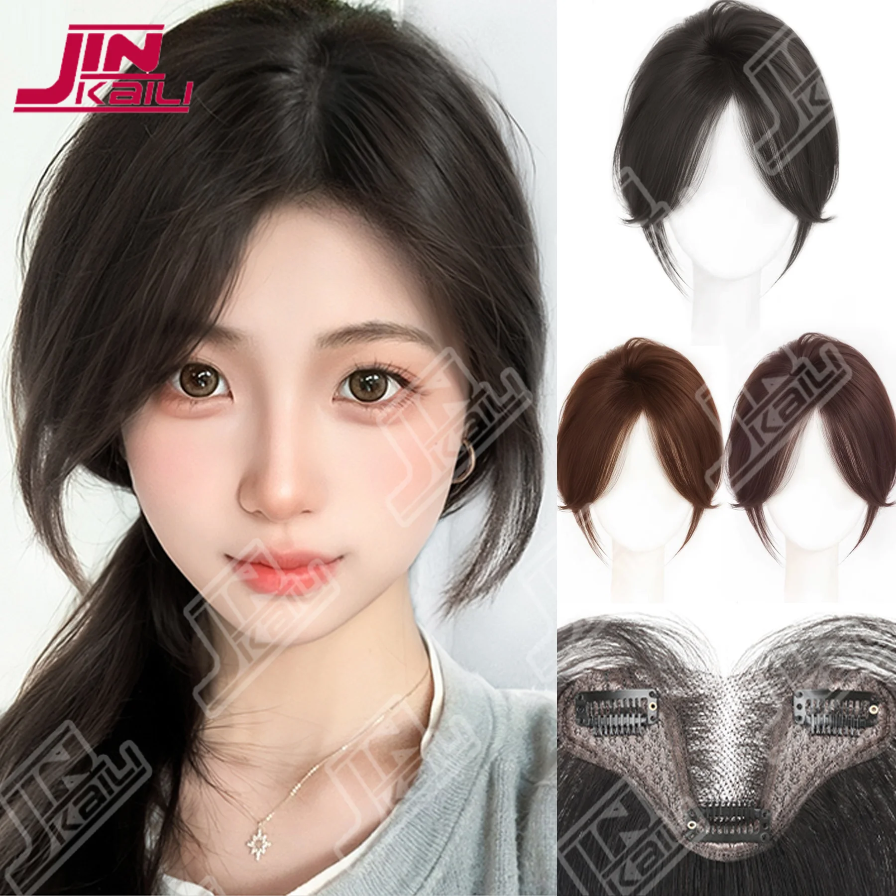 JKL synthetic Bangs Side Fringe for Women 3D Middle Part False Bangs Clip-in Exrensions Invisible Hairpieces