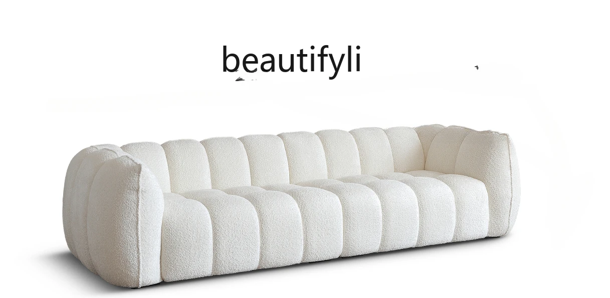 

/Pumpkin Sofa Modern Minimalist Living Room French Cream Retro Straight Row Alpaca Fleece/Fiber Fabric Sofa