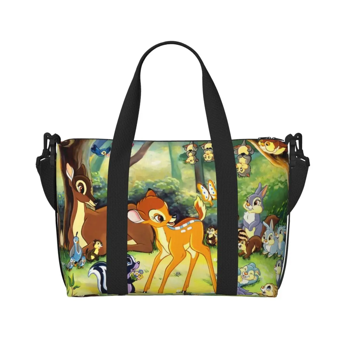 

Custom Cute Deer Bambi Tote Bag Women Large Capacity Cartoon Printing Animal Gym Beach Shoulder Travel Bag