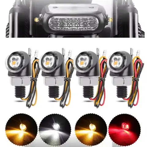 8mm 알루미늄 오토바이 미니 LED 회전 신호등 램프 성 노출증 표시기 카페 레이서 Bobber Chopper 용 DRL 브레이크 스톱 라이트