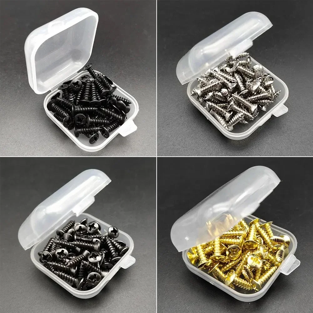 

50PCS Guitar Pickguard Scratchplate Screws Metal Bolts Nuts With Box For ST Electric Guitar Bass Scratch Cover Back Plates