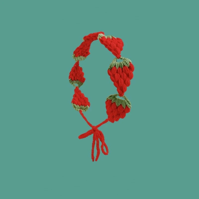 Original-Design Handgestricktes Farbblockiertes Erdbeer-Stirnband für Frauen, Personalisiertes Haarband Kopftuch Mütze Trendig – Detail 12