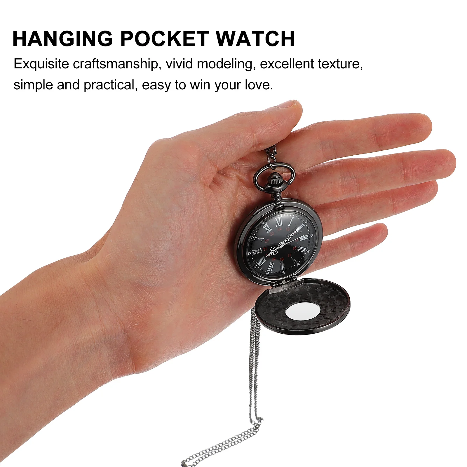 

1Pcs Roman Numeral Pocket Watch Exquisite Craftsmanship Durable Chain Design Vintage Stylish Easy to Wear Time Accessory