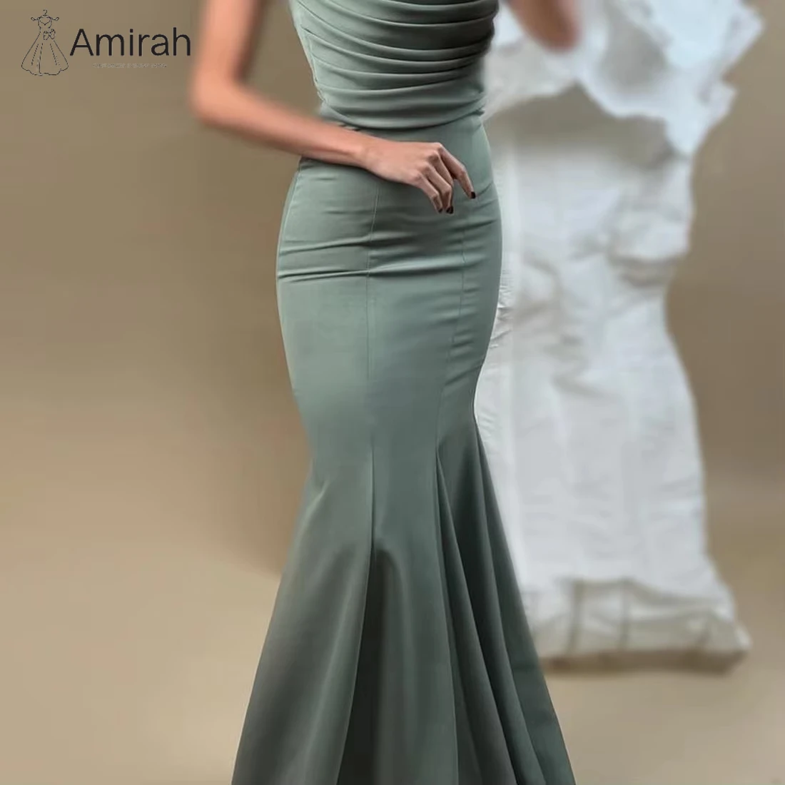 Amirah Custom Made Evening Dresses for Luxury Party Dresses Woman 2025 Fishtail Lotus Skirt Off-shoulder Stretch Satin Prom Gown