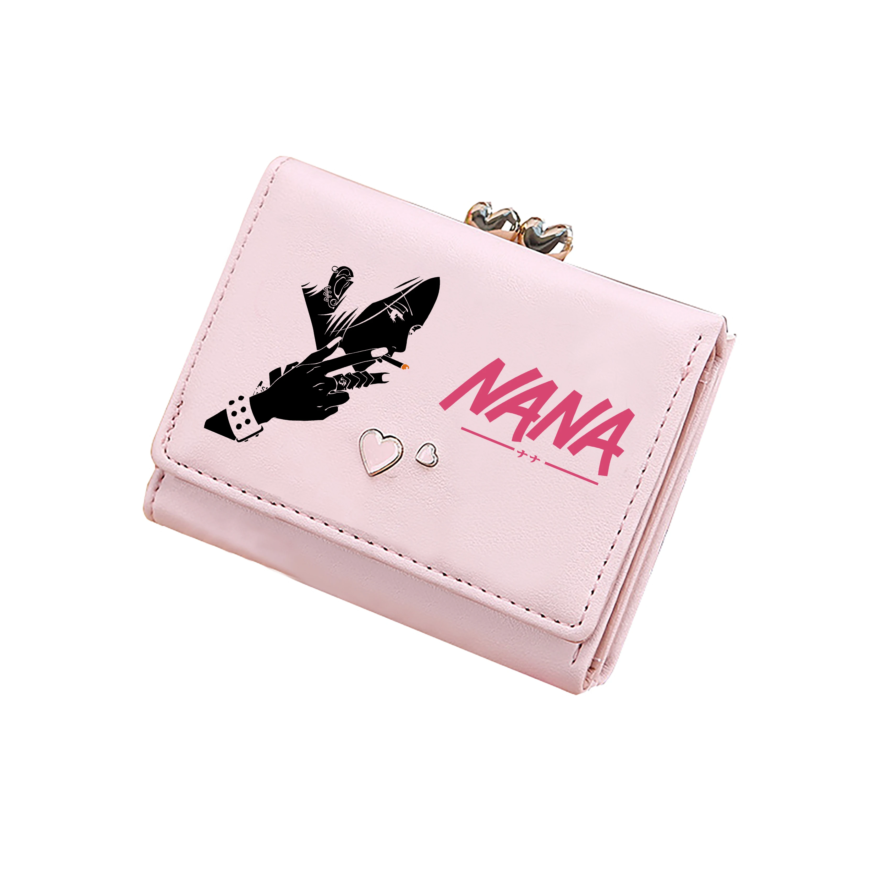 NANA Anime Coins Purses Girls Pink ID Card Holder Cute Short Wallets Female Money Bags Cartoon Rose Print Women Cash Clutch Bags
