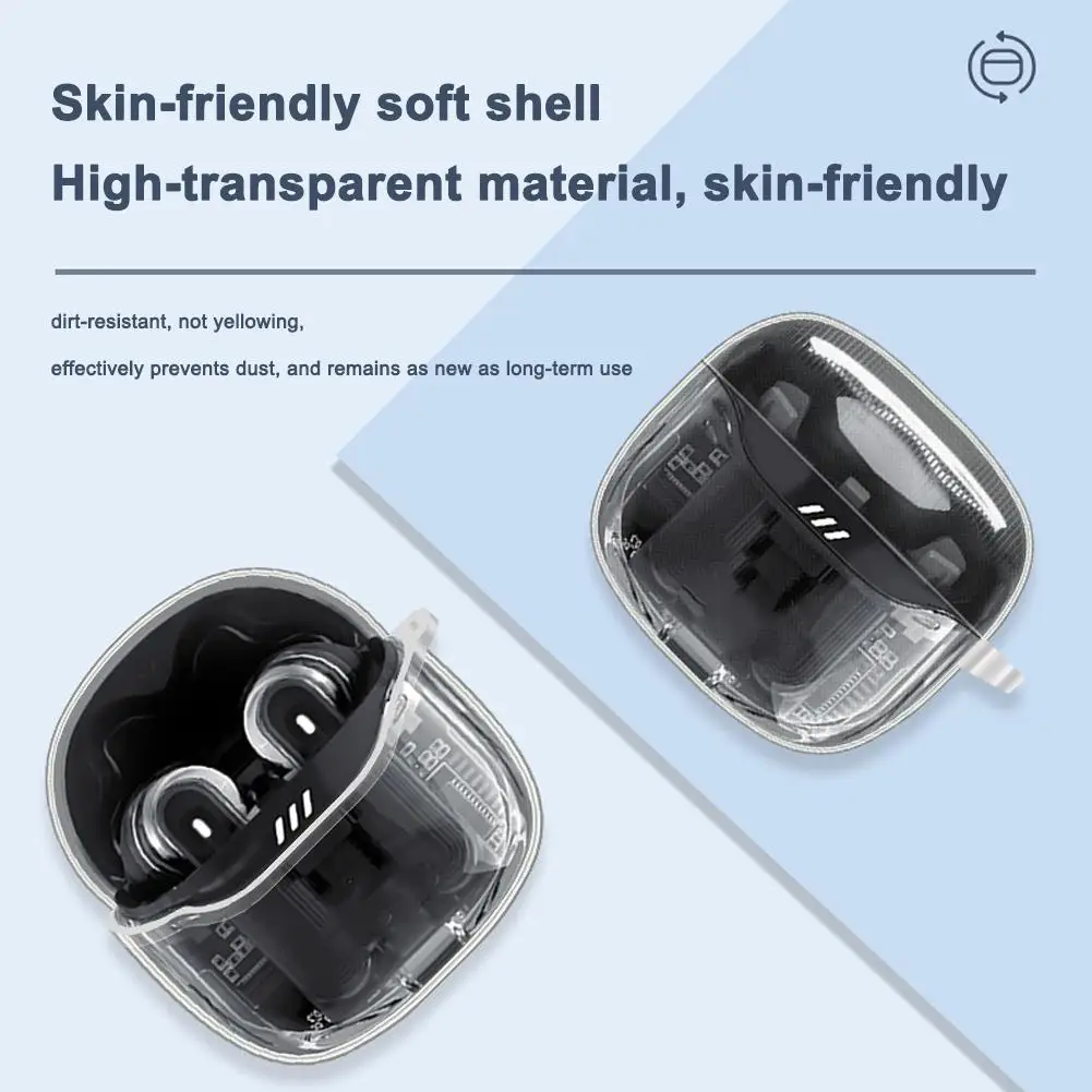 Transparent TPU Protective Case For JBL TUNE FLEX 2 Earphone Soft Shockproof Protector Cover Washable Protective Carrying C G6C5