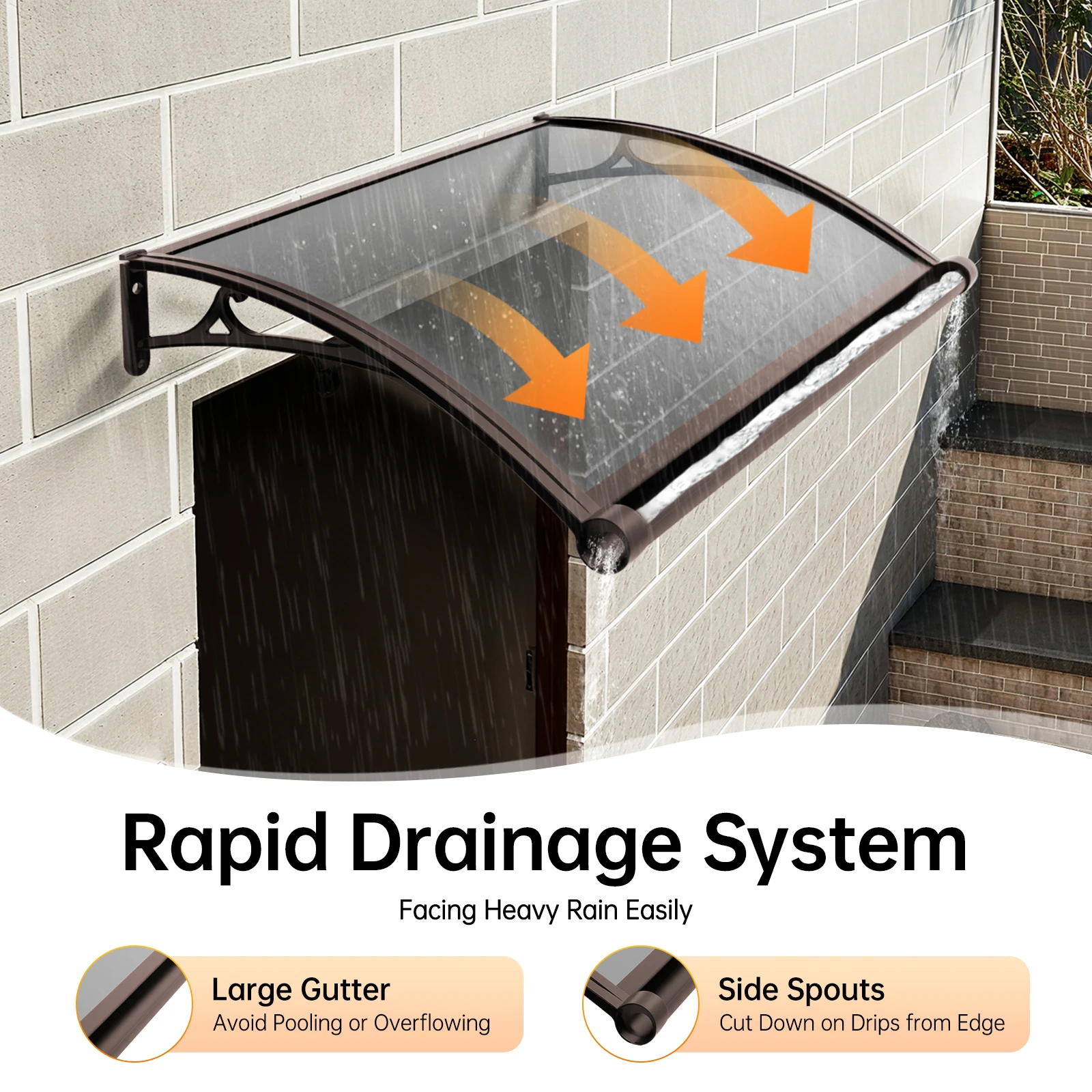 

110.23LBS Window Door Awning Canopy, Front Doors/Windows Overhang Awning for Sun Shutter, Patio Awning Canopy