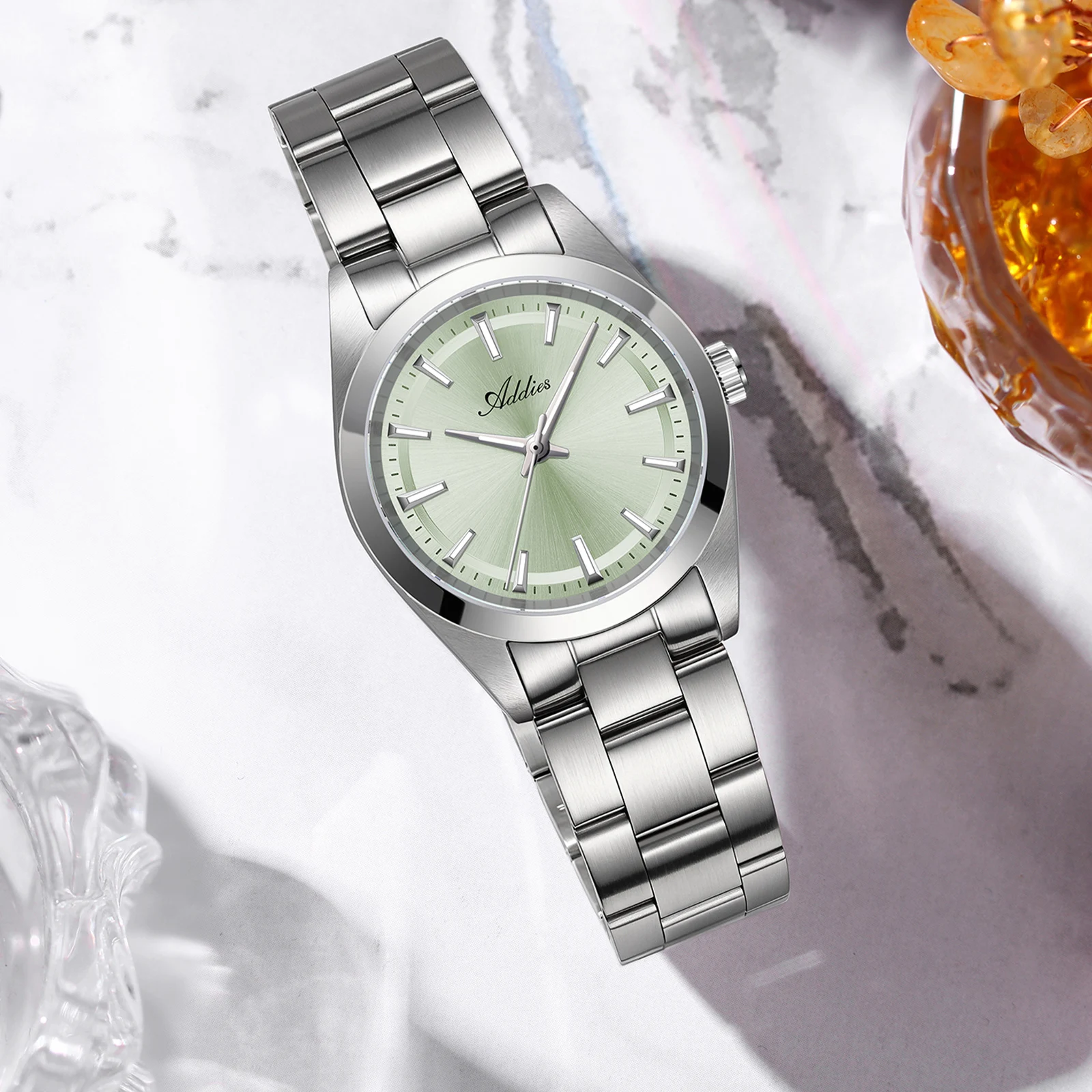 ADDIES Fashion Couple's Watches 31MM Sapphire Glass 5Bar Waterproof Wristwatch Super Luminous Stainless Steel Watch for Lover