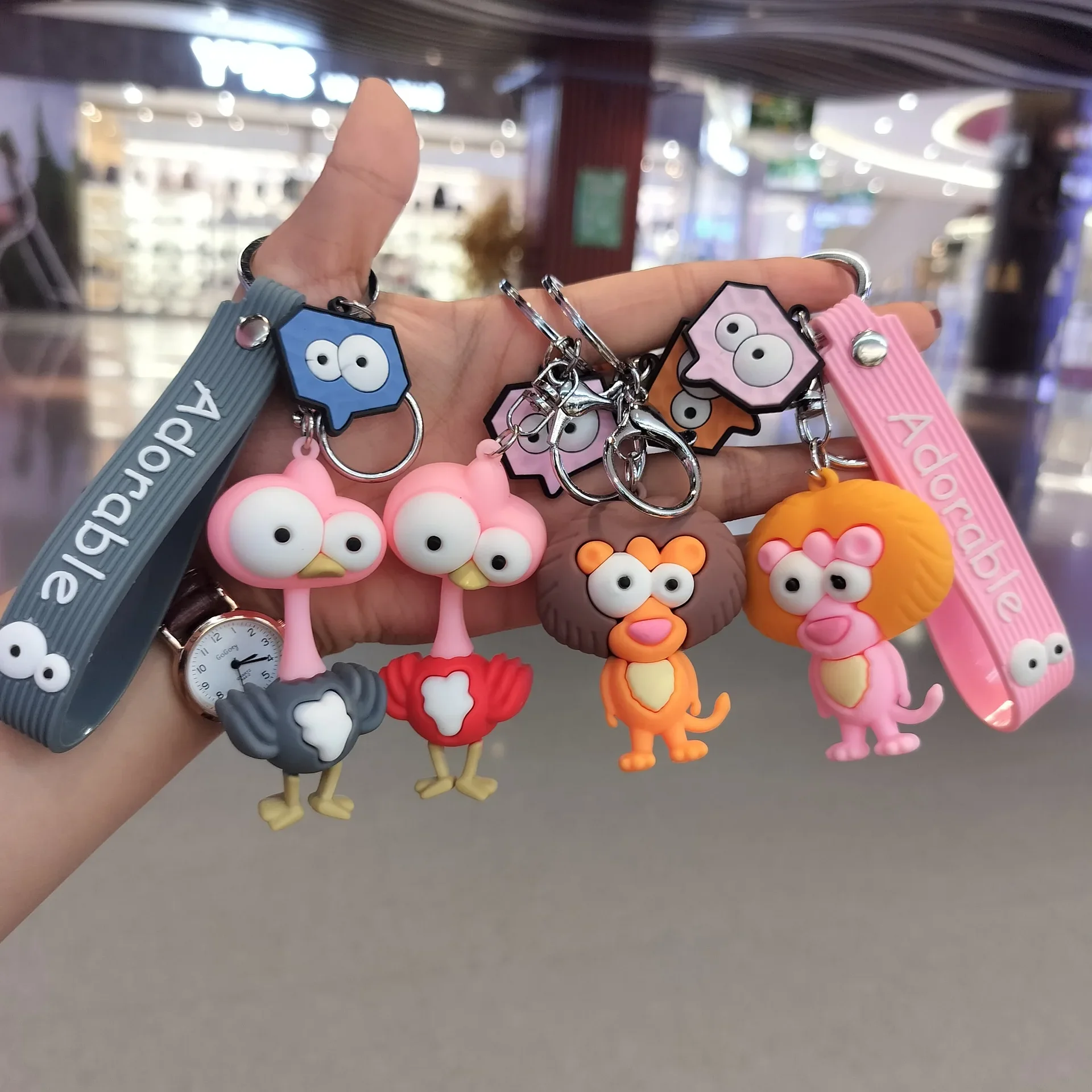 wholesale Factory Direct sales Cartoon animals keychain Panda Penguin Cute animal keychain Gift doll toy for kids car keyring