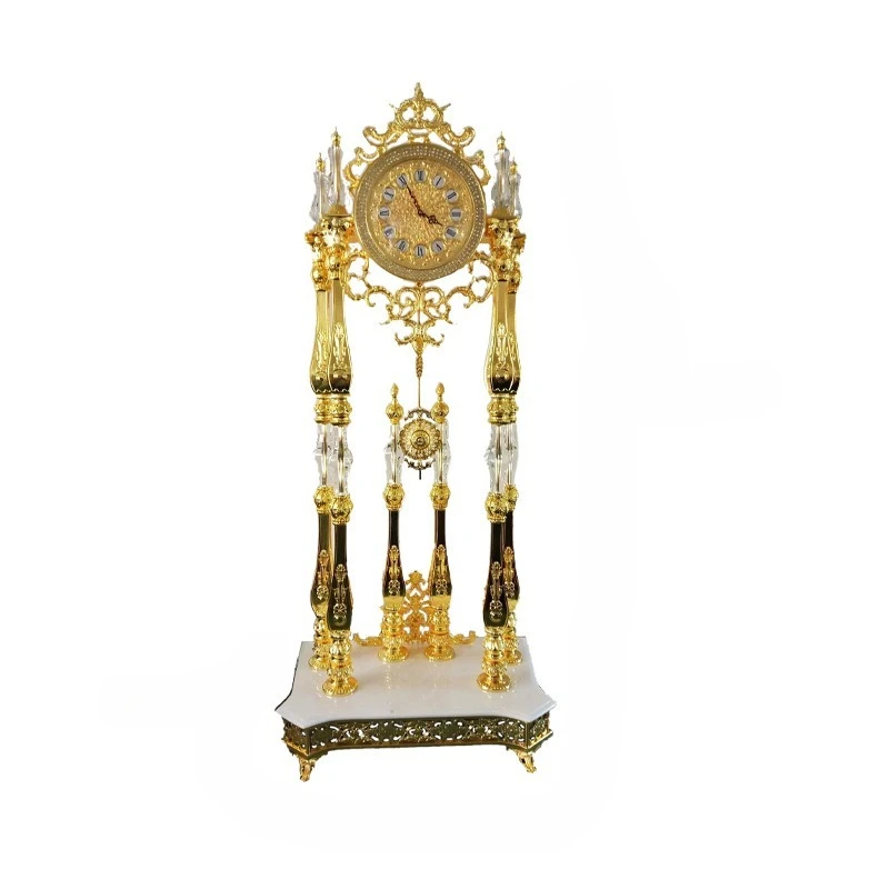 

Living room floor clock, European gold crystal floor clock, living room luxury villa