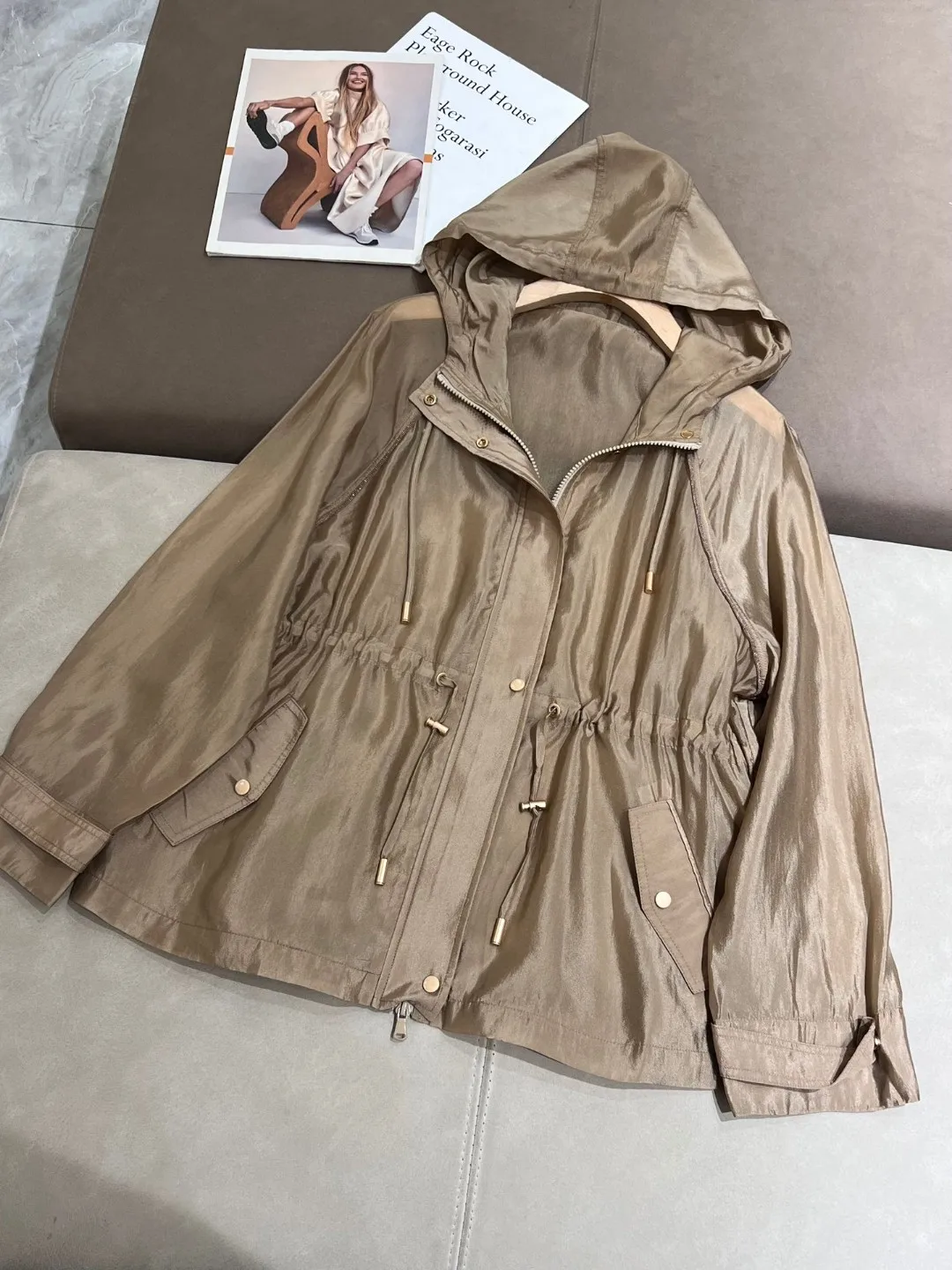 Summer casual sun proof hooded trench coat